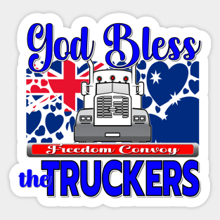 GOD BLESS THE TRUCKERS - FREEDOM CONVOY AUSTRALIA - AUSTRALIA FLAG WITH HEARTS Sticker